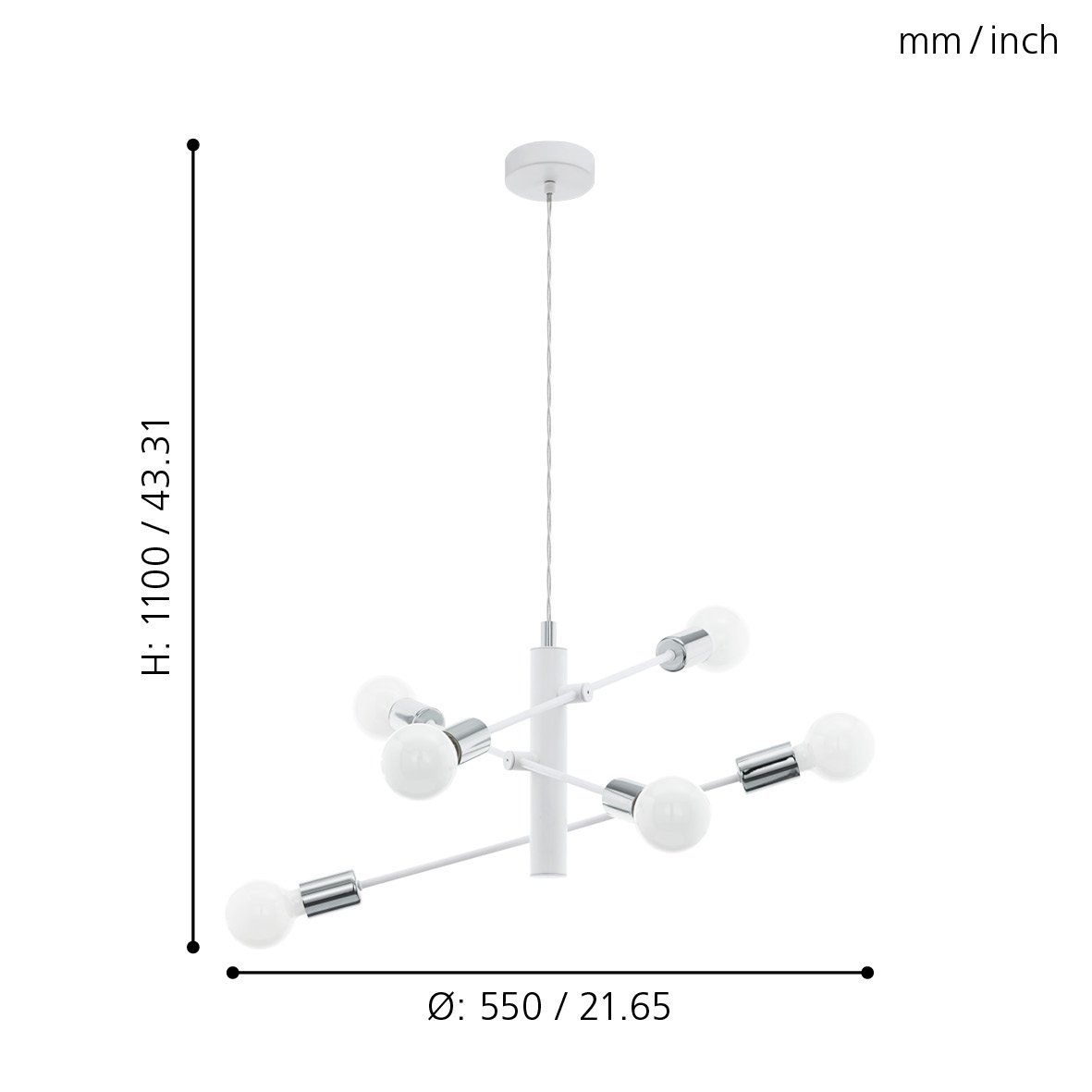 EG/98016 | EGLO GRADOLI PENDANT LIGHT 6*E27