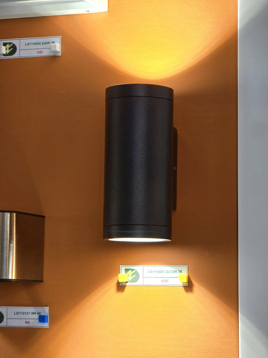 LX/114051 | LUMAX UP & DOWN LIGHT IP65 LED 2*12W - 3K MATT BLACK